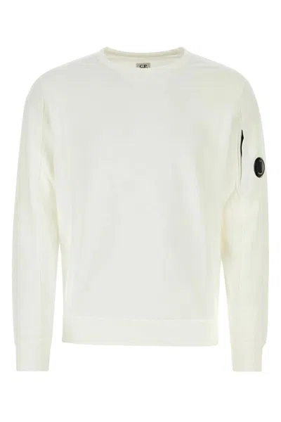 Shop C.p. Company Light Fleece Sweatshirt In Gauze White