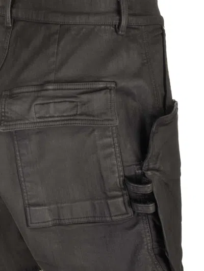 Shop Rick Owens Stefan Denim Cargo Shorts In Black Wax