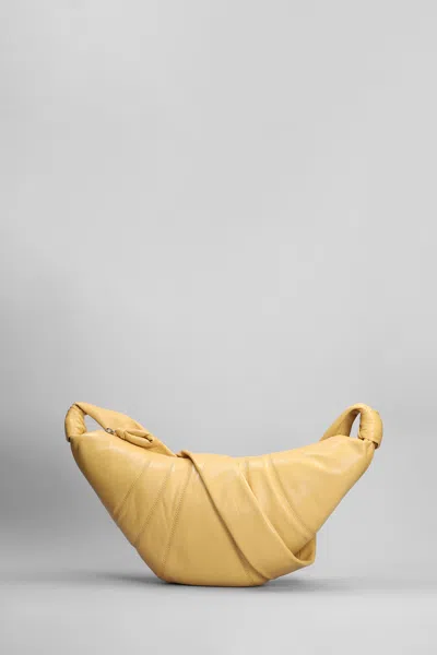 Shop Lemaire Meduim Croissant Shoulder Bag In Yellow Leather In Butter