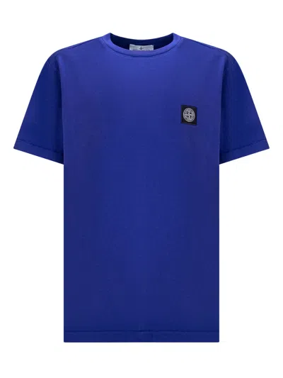 Shop Stone Island Junior Logo T-shirt In Bright Blue