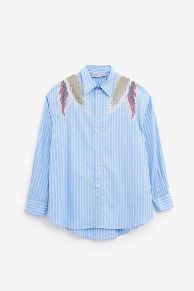 Shop Bluemarble Stardust Stripe Shirt In Cyan