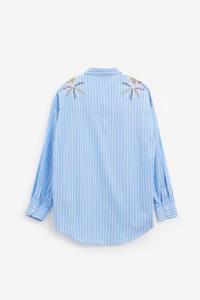 Shop Bluemarble Stardust Stripe Shirt In Cyan
