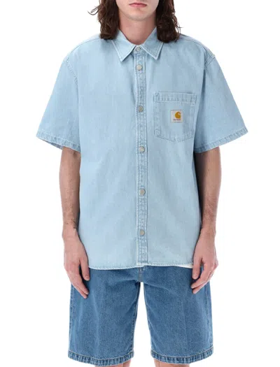 Shop Carhartt S/s Ody Shirt In Blue Stone Blitched