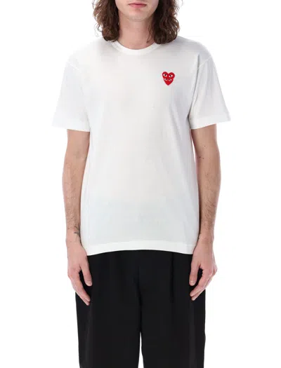 Shop Comme Des Garçons Play Double Patch T-shirt In White