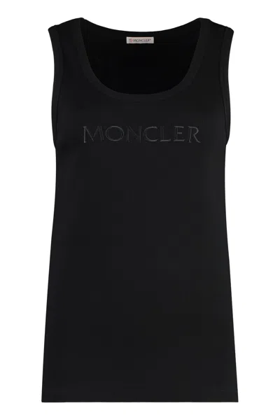 Shop Moncler Cotton Tank Top In Black