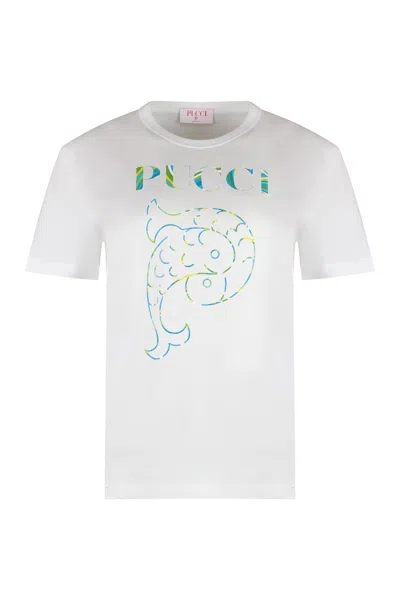 Shop Pucci Logo Print T-shirt In White