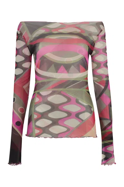 Shop Pucci Printed Long-sleeve Top In Multicolor