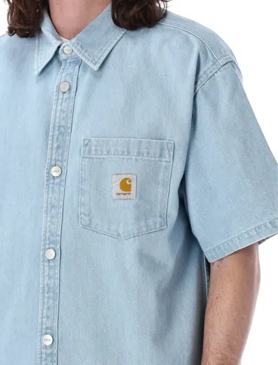 Shop Carhartt S/s Ody Shirt In Blue Stone Blitched