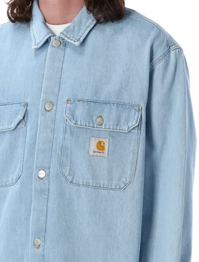 Shop Carhartt Harvey Shirt Jacket In Blue Stone Bliched