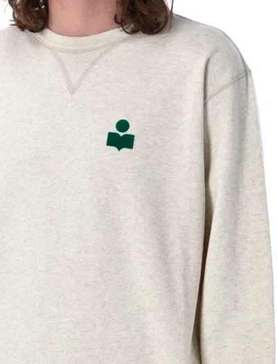 Shop Isabel Marant Mike Logo Sweatshirt In Ecru/emerald