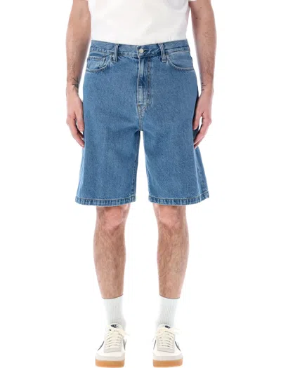 Shop Carhartt Landon Shorts In Blue Heavy Stone Wash