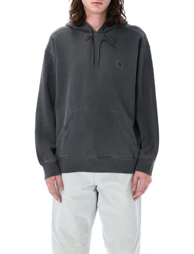 Shop Carhartt Nelson Hoodie In Charcoal Garment Dyed
