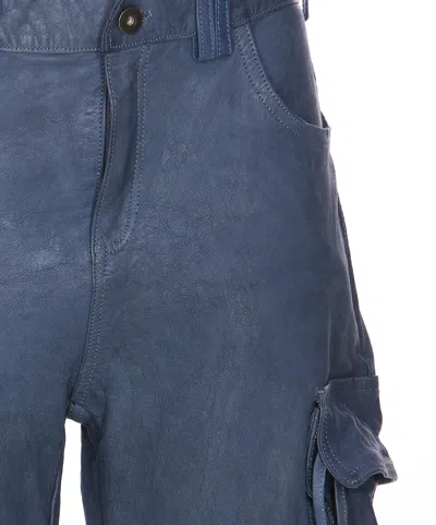Shop Salvatore Santoro Leather Cargo Pants In Blue
