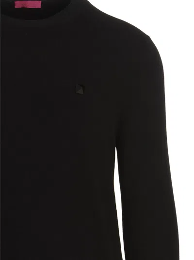Shop Valentino Iconic Stud  Pink Pp Collection Sweater In Black