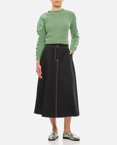 Shop Max Mara Yamato Linen And Cotton Midi Skirt In Black