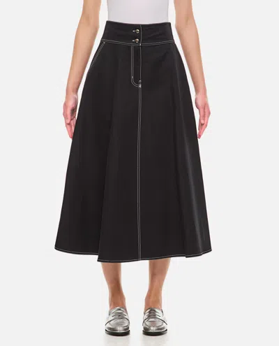 Shop Max Mara Yamato Linen And Cotton Midi Skirt In Black