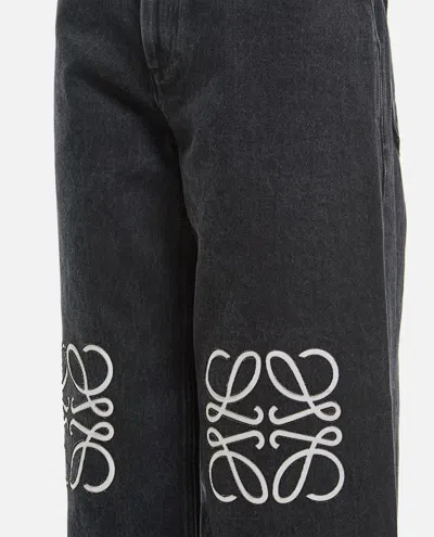 Shop Loewe Anagram Baggy Jeans In Black