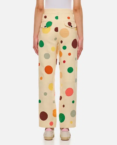 Shop Bode Linen Dots Pants In Multicolour