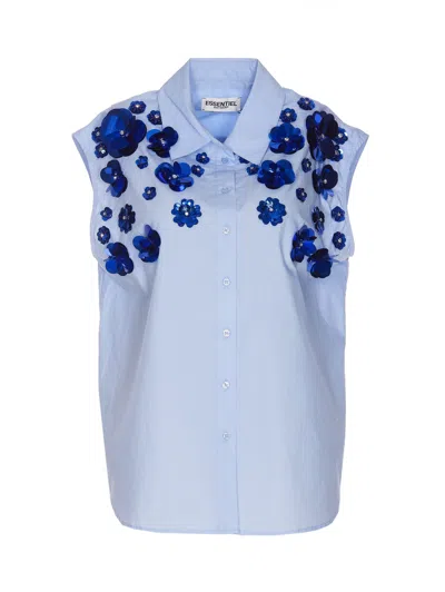 Shop Essentiel Antwerp Fight Embroidered Shirt In Blue