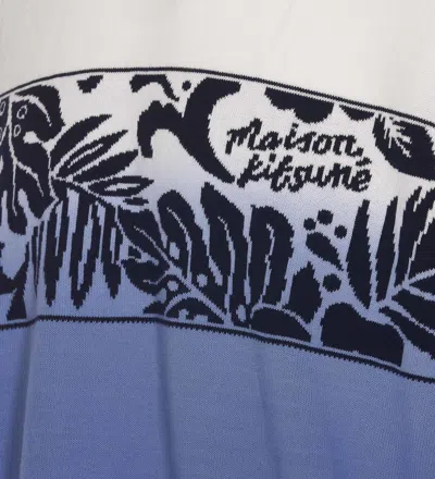 Shop Maison Kitsuné Tropical Band Sweater In Blue