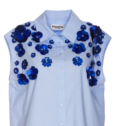 Shop Essentiel Antwerp Fight Embroidered Shirt In Blue