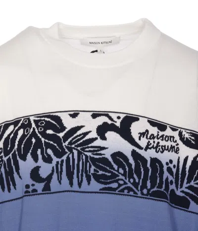 Shop Maison Kitsuné Tropical Band Sweater In Blue