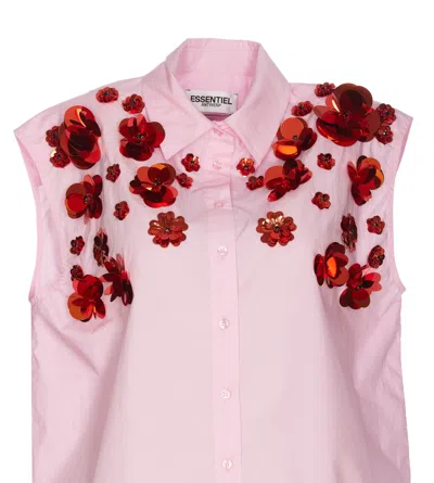 Shop Essentiel Antwerp Fight Embroidered Shirt In Pink