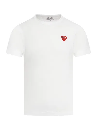 Shop Comme Des Garçons Play T-shirt Red Heart In White