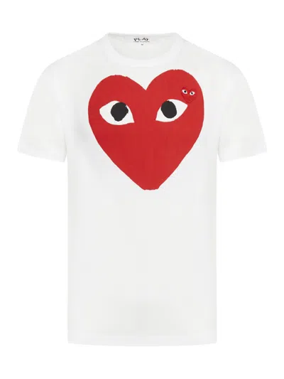 Shop Comme Des Garçons Play Play T-shirt Red Heart In White