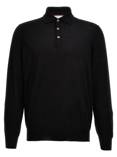 Shop Brunello Cucinelli Knitted Polo Shirt In Black