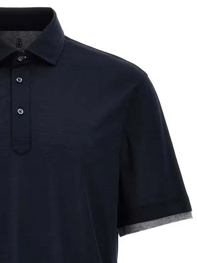 Shop Brunello Cucinelli Double Hem Polo Shirt In Blue