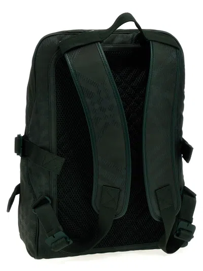 Shop Burberry Check Backpack In Green