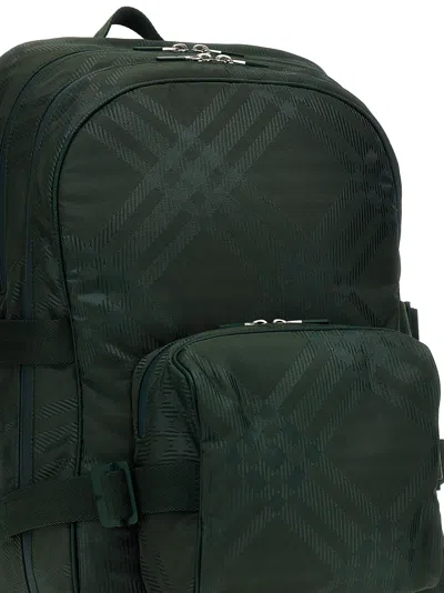 Shop Burberry Check Backpack In Green