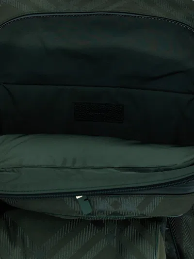 Burberry Check Pattern Backpack Adjustable Straps In Green
