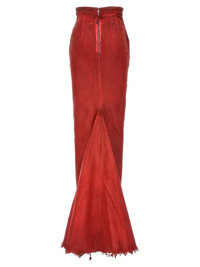 Shop Rick Owens Dirt Pillar Long Skirt In Red