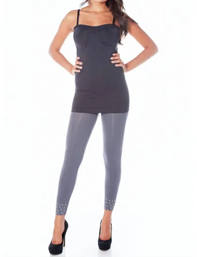 Rhonda Shear Rocker High Waist Studded Leggings In Charcoal In Pink