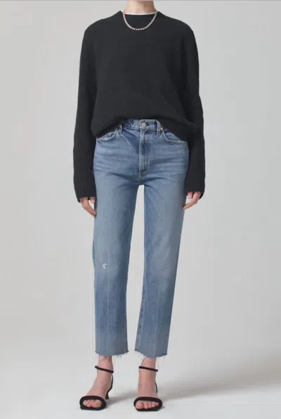 Shop Citizens Of Humanity Daphne Crop High Rise Stovepipe Jean In Ascent In Blue
