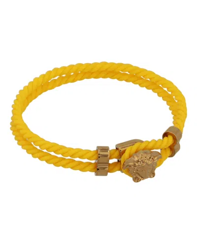 Shop Versace Medusa Rubber Rope Bracelet In Yellow