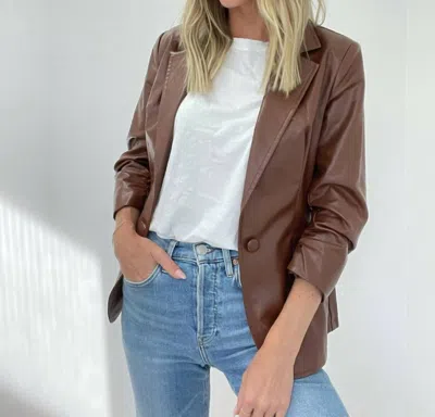Shop Six/fifty Kylie Faux Leather Blazer In Brown