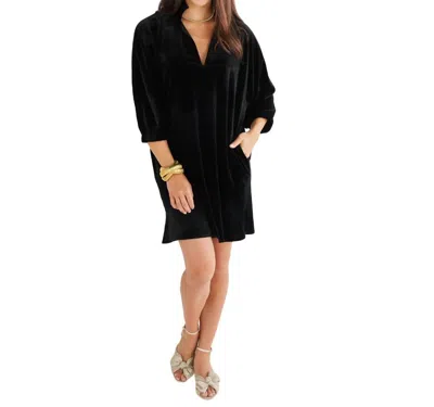 Shop Caryn Lawn Betsy Collar Velvet Dress In Black