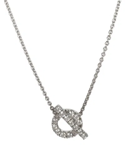 Shop Hermes Hermès Finesse Diamond Pendant In 18k White Gold 0.46 Ctw In Silver