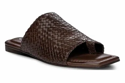 Shop Golo Woven Square Toe Sandal In Calf In Brown