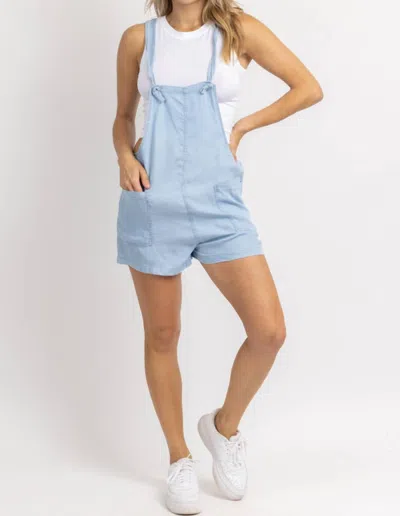 Shop Miou Muse Staple Denim Short Overall In Chambray In Blue