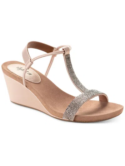 Style & Co Mulan2 Womens Rhinestone T-strap Wedges In Multi