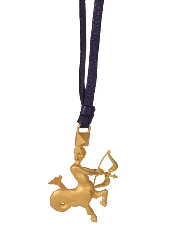 Shop Valentino 3" Sagittarius Charm On Purple Leather Strap, From Spring/summer 2014 In Grey