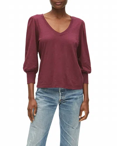 Shop Michael Stars Nellie Puff Sleeve Top Plum In Red