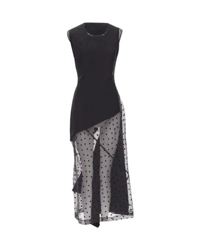 Shop Comme Des Garçons Vintage Comme Des Garcons 1997 Black Sheer Polka Dot Panel Asymmetric Dress
