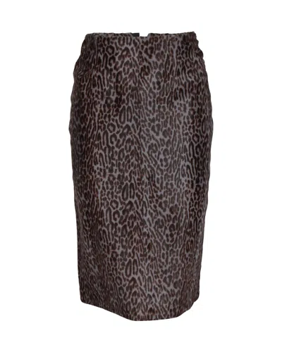 Shop Alaïa Alaia Printed Pencil Skirt In Animal Print Calf Hair In Brown