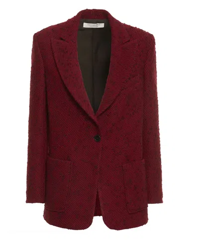 Shop Philosophy Di Lorenzo Serafini Women's Diagonal Wool Jacket In Fantasy Print Red