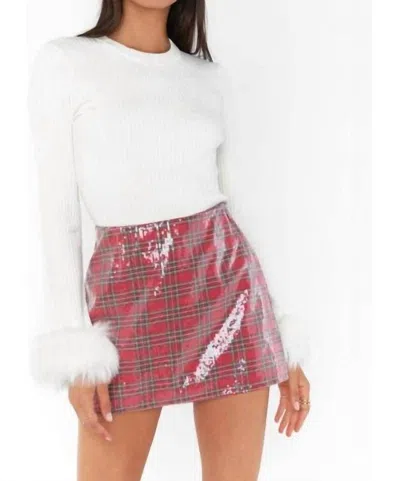 Shop Show Me Your Mumu All Night Skort In Red Plaid Sequins